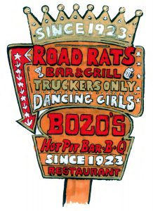 Bozo's truckstop roadsign