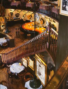 Grand staircase and guitar bar, Dallas Hard Rock Cafe