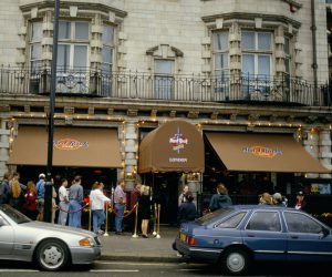 Queue at the Hard Rock Cafe, London UK 1996.